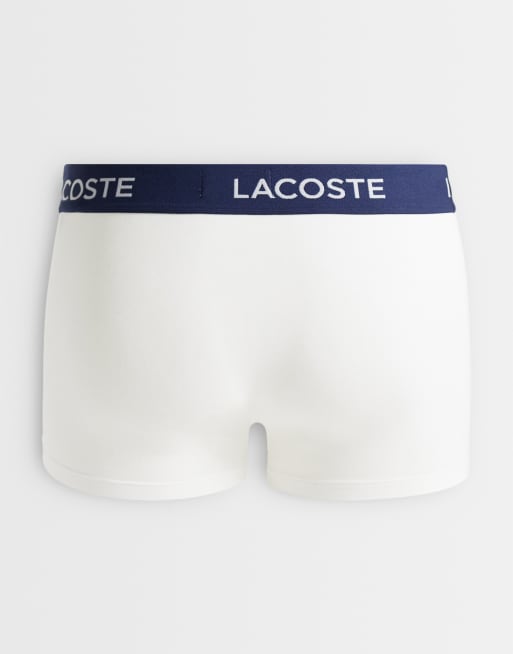 Lacoste 5 pack stretch cotton trunks in navy and white , 3 of 3