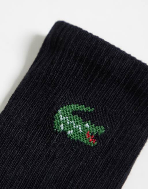 Lacoste 6 pack croc logo unisex mid length sport socks in black, 3 of 3