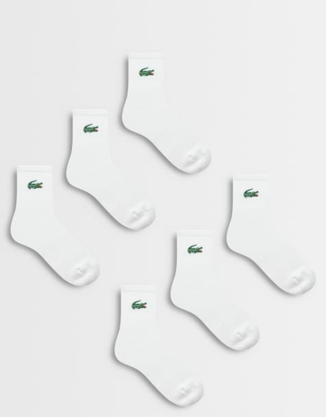 Lacoste 6 pack croc logo unisex mid length sport socks in white - view 1