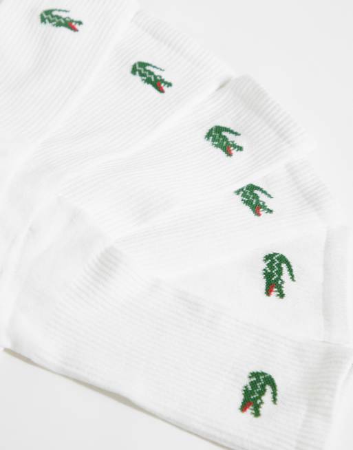 Lacoste 6 pack croc logo unisex mid length sport socks in white, 2 of 3