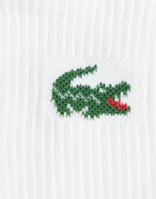 Lacoste 6 pack croc logo unisex mid length sport socks in white, 3 of 3
