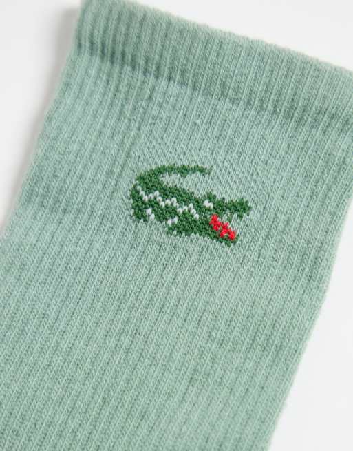 Lacoste 6-pack sportsstrumpor med krokodil-logga i svart, vitt, grönt och grått, 3 av 3