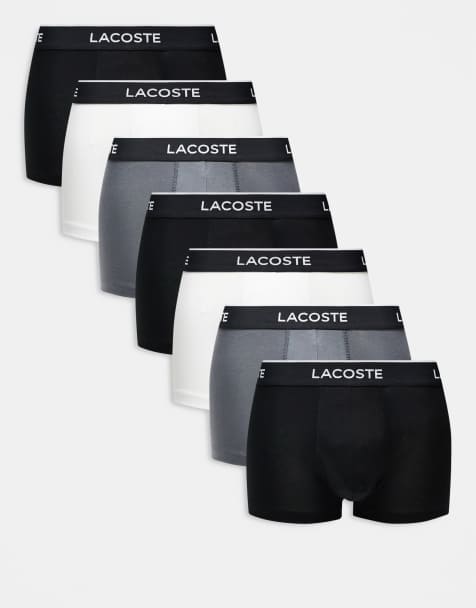 Lacoste 7 pack of trunks in black/white/grey - view 1