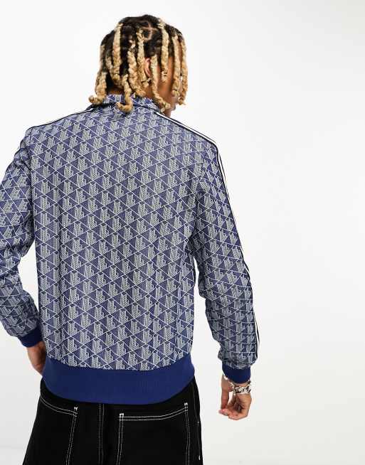 lacoste men's regular fit monogram print zip sweatshirt