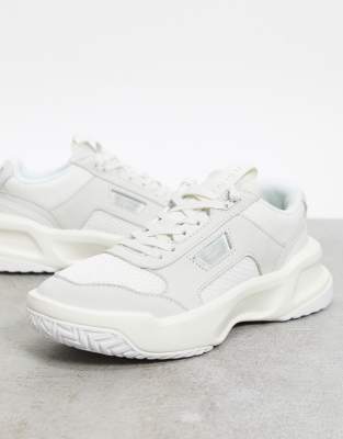 Lacoste Ace Lift chunky overlay sneakers in off white mix | ASOS