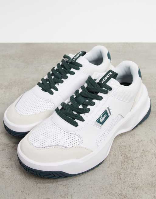 Lacoste ace lift sneakers in white green