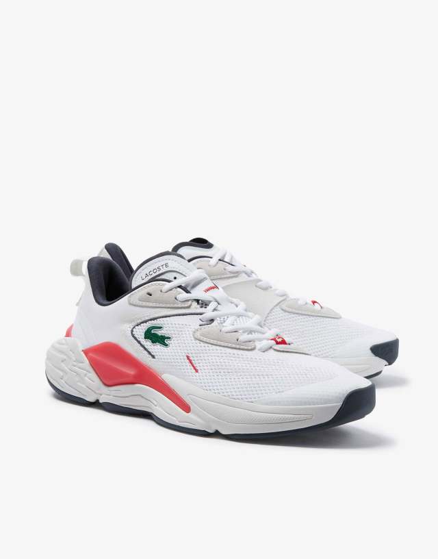 Lacoste Ace Shot Sneakers In White Red