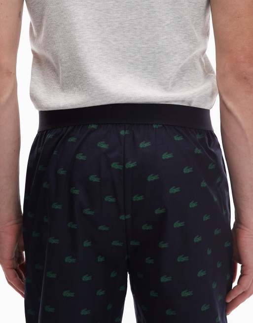Lacoste all over croc print pyjama pants in navy, 4 of 4