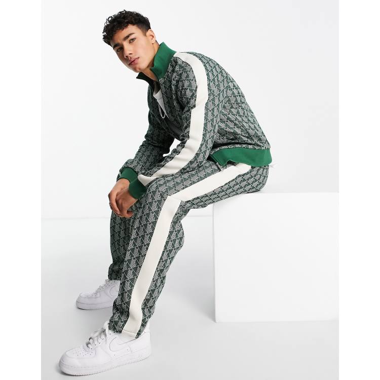 Lacoste Monogram-print Track Jacket in Green for Men