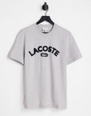 Lacoste arched bold logo t-shirt in grey