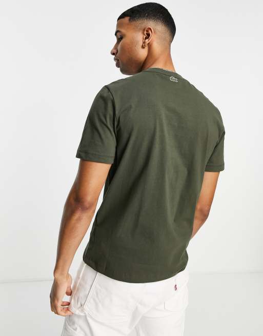 Lacoste arched bold logo t shirt in khaki