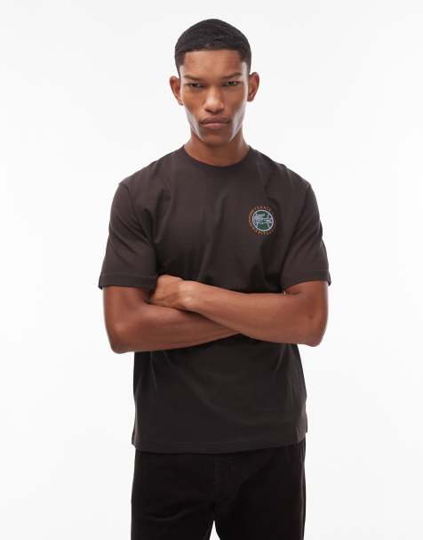 Lacoste back print logo t-shirt in brown - view 1