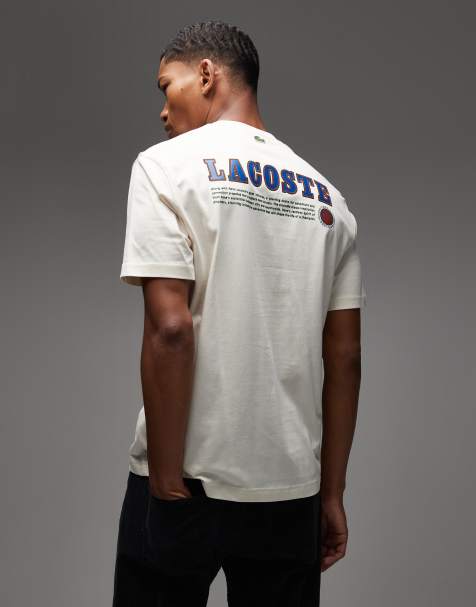 Lacoste back print logo T-shirt in ecru - view 1