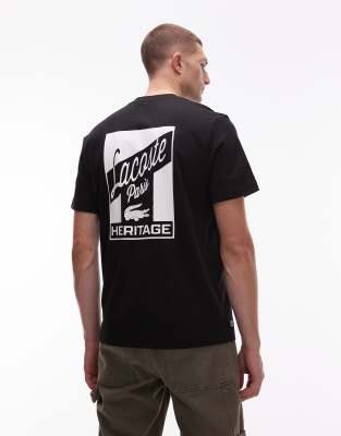 Lacoste Back Print Script T-shirt In Black