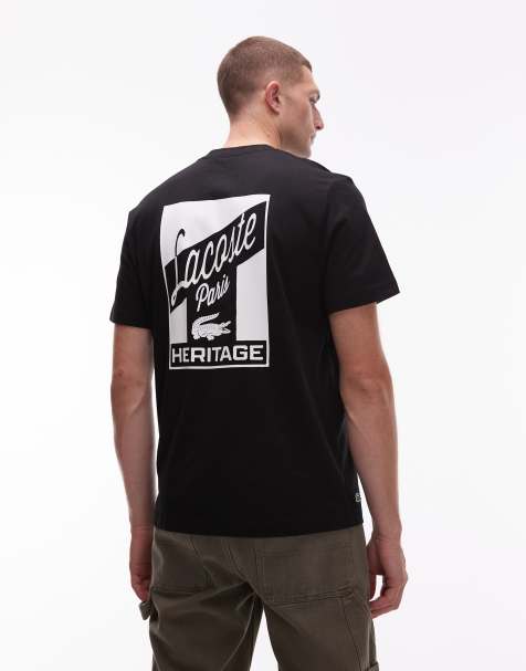 Lacoste back print script t-shirt in black - view 1