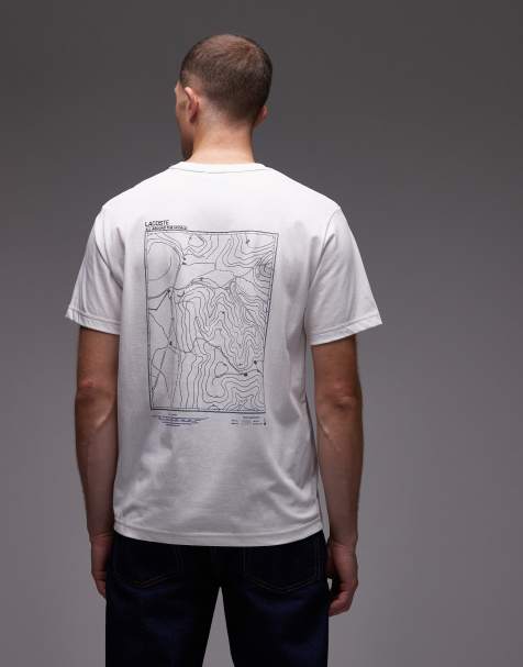 Lacoste back print t-shirt in ivory - view 1