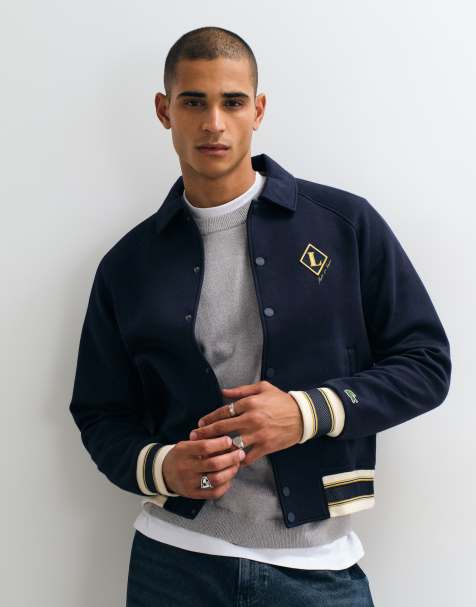 Lacoste badge accent bomber jacket in navy - view 1