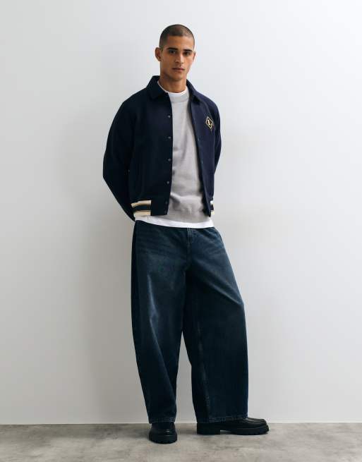 Lacoste badge accent bomber jacket in navy, 2 of 5