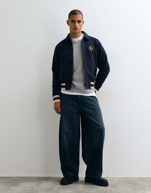 Lacoste badge accent bomber jacket in navy, 5 of 5