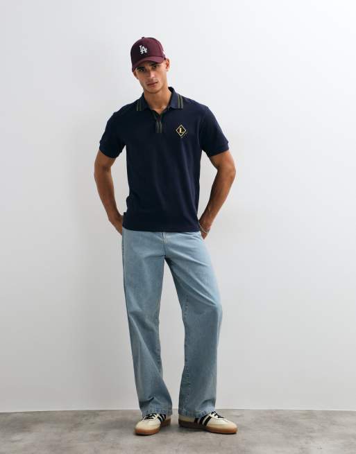 Lacoste badge logo polo shirt in navy, 3 of 5