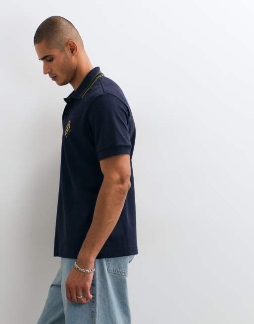 Lacoste badge logo polo shirt in navy, 5 of 5