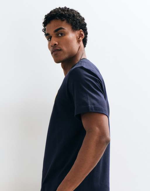 Lacoste badge logo short sleeve contrast t-shirt in navy, 5 of 5