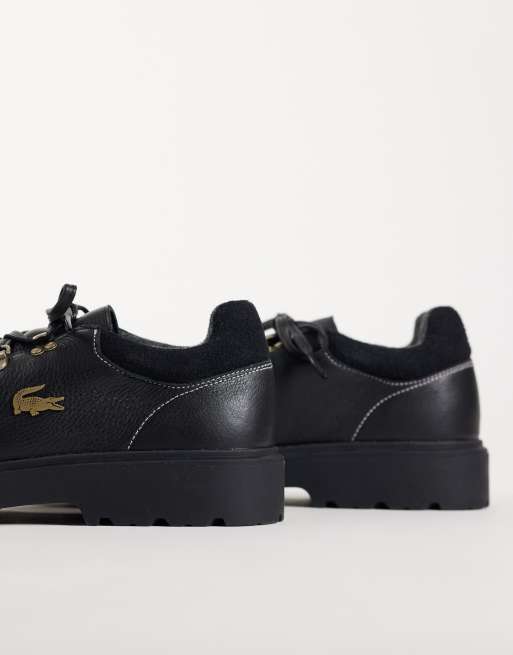 Lacoste baseshot lace up winter shoe in black, 4 of 4