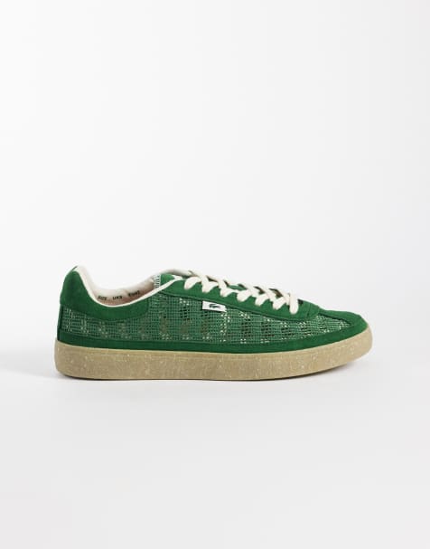 Lacoste Baseshot Lite logo mesh trainers in dark green - view 1