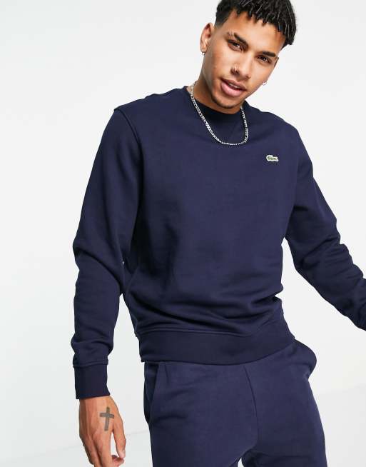 Lacoste basic crew neck sweat in navy | ASOS