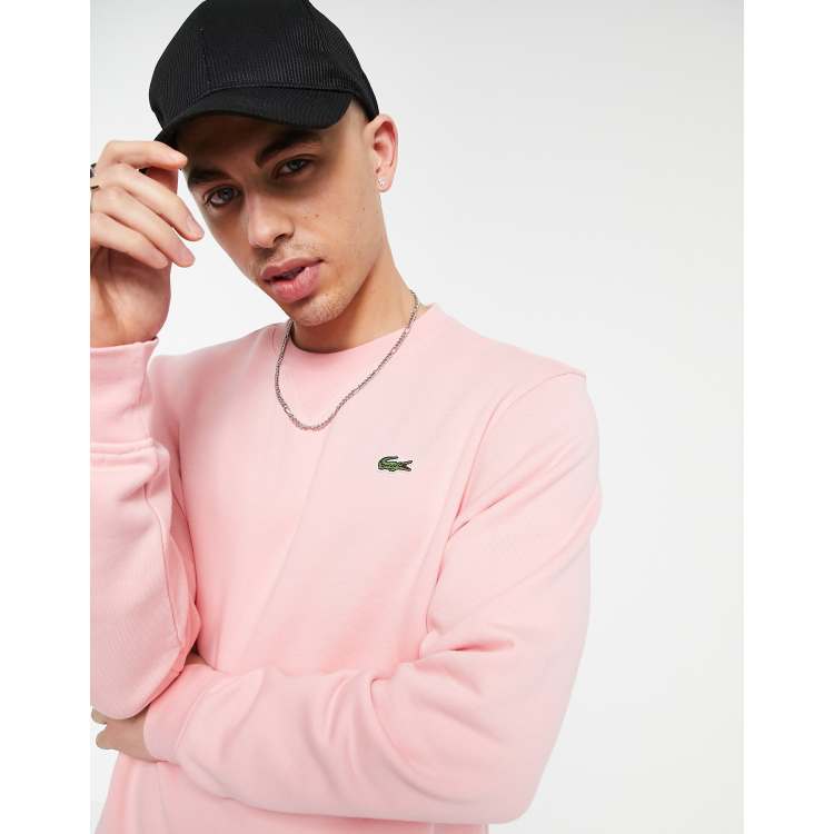 Lacoste basic crew neck sweat in pink ASOS