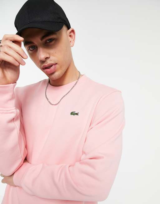 Lacoste basic crew neck sweat in pink