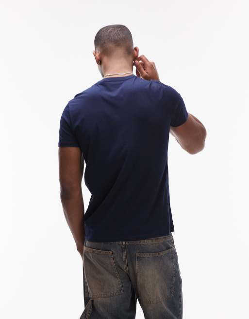 Lacoste – Basic-T-Shirt in Marineblau mit Rundhalsausschnitt und Logo, 3 von 4
