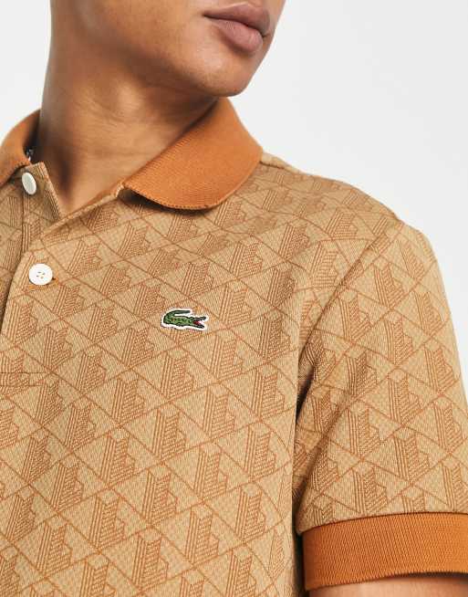 Lacoste – Beige, mönstrad pikétröja, 2 av 4