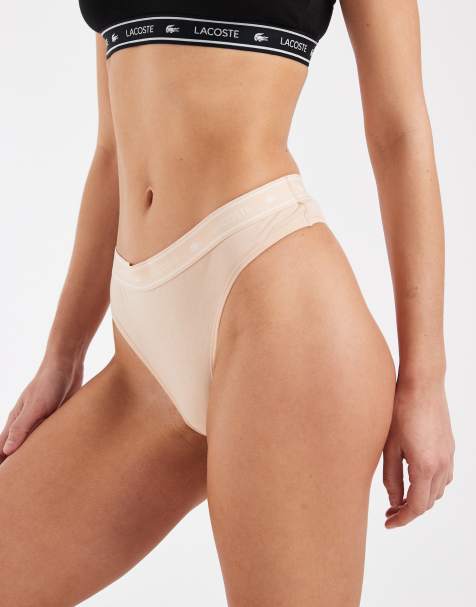 Lacoste – Beige stringtrosor med logga på midjebandet - view 1