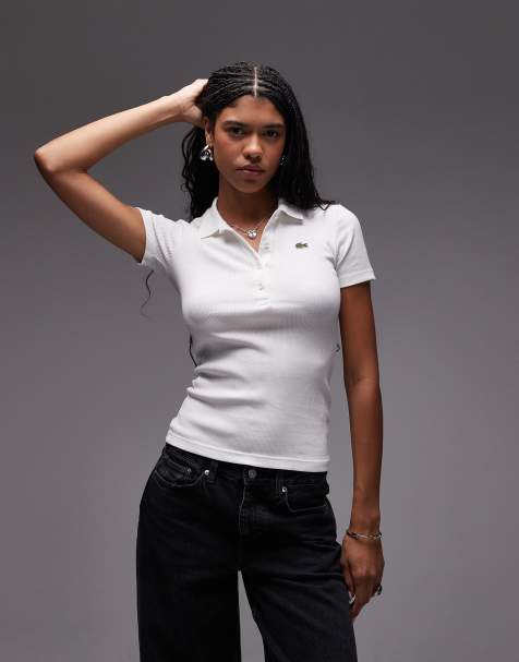 Lacoste – Biała prążkowana koszulka polo - view 1