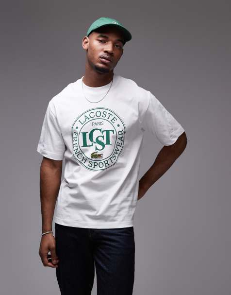 Lacoste relaxed fit t-shirt in white with varsity logo print