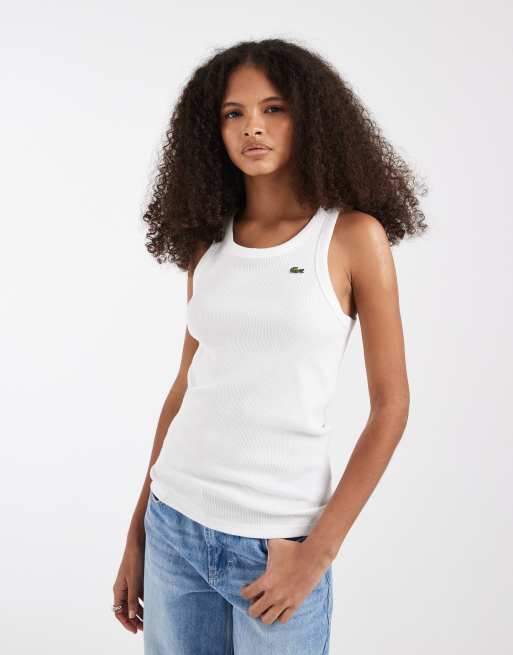 Lacoste – Biały prążkowany podkoszulek, 3 z 4
