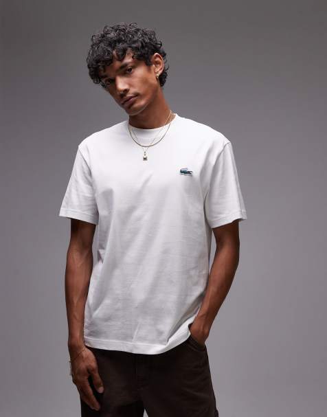 Lacoste – Biały T-shirt z logo krokodyla - view 1