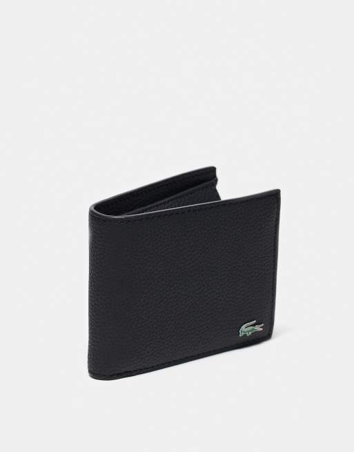 Lacoste billfold coin faux leather wallet in black ASOS