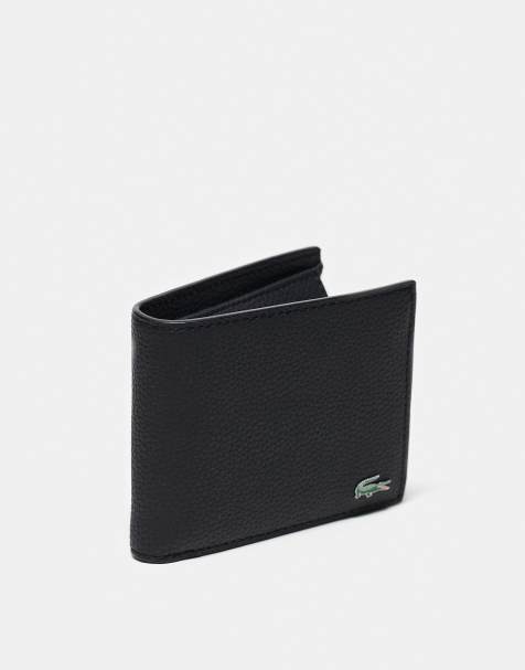 Lacoste billfold coin leather wallet in black - view 1
