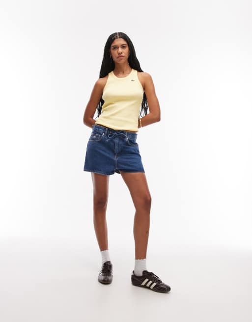 Lacoste - Blå denimshorts med paperbag-talje, 3 af 4