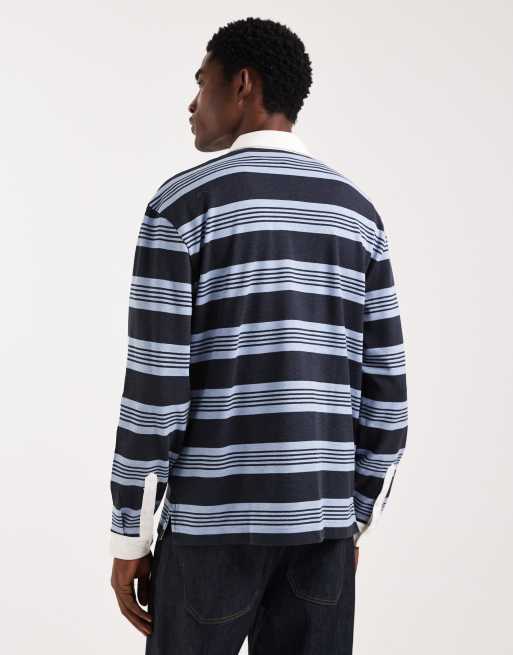 Lacoste – Blå, randig rugbytröja, 5 av 5