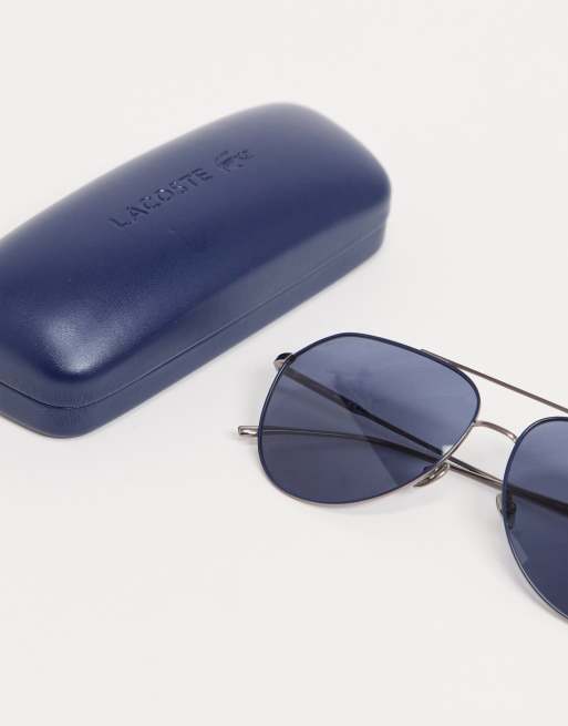 Lacoste blue and silver matte sunglasses