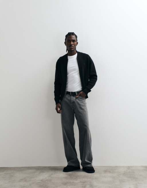 Lacoste bomber style knit cardigan in black , 3 of 5