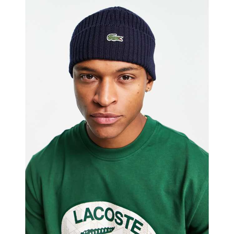 Lacoste - Bonnet en maille - Bleu marine