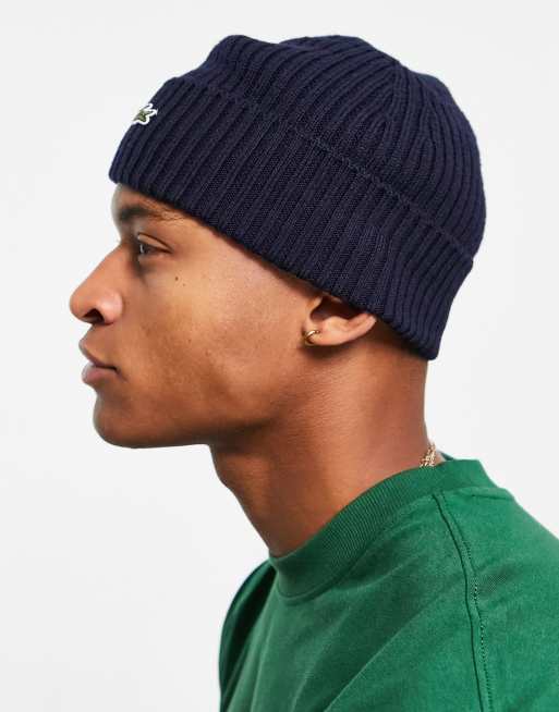 Lacoste Bonnet en maille Bleu marine ASOS