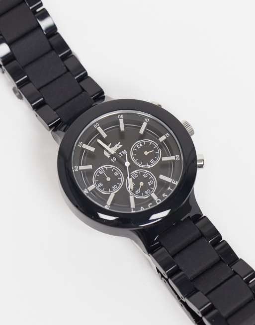 Lacoste Borneo mens round metal watch in black