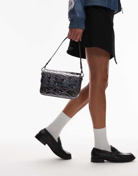 Lacoste - Borsa a tracolla/a spalla argento/grigia con stampa - view 1