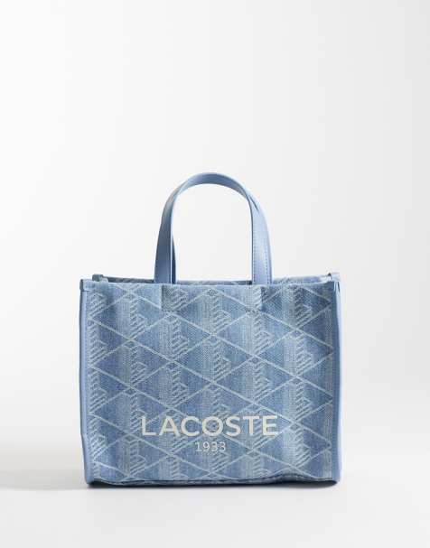 Lacoste - Borsa shopper in denim azzurra con monogramma - view 1