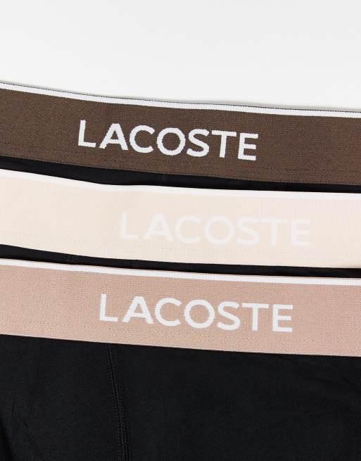 Lacoste – Boxershorts in Schwarz mit beigem Bund, 3er-Pack, 2 von 3